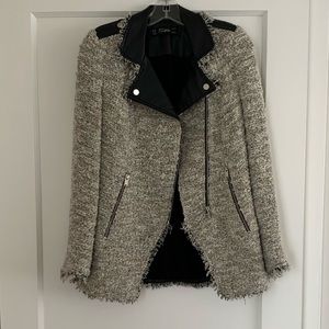 Zara Tweed Mid-Length Moto Jacket